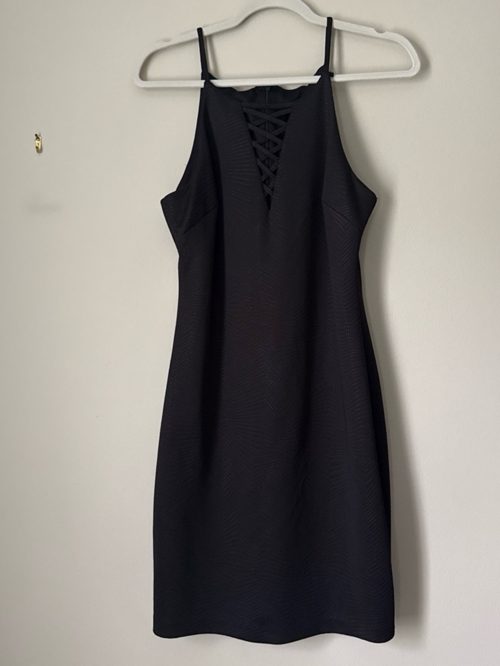 Guess Black Lace-Up Halter Mini Dress